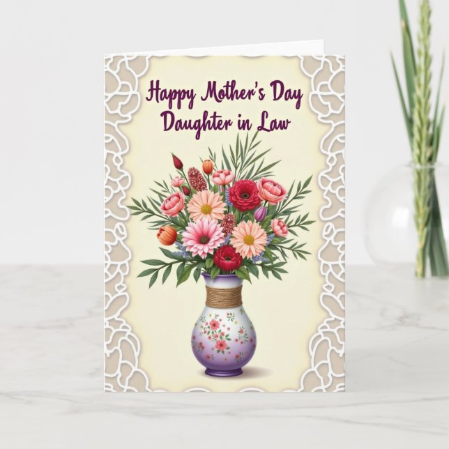 Gestreifte Vase Flower Power Karte (Vorderseite)