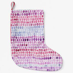 Gestreifte Wasserfarbe: Rosa Graue Polka Kleiner Weihnachtsstrumpf