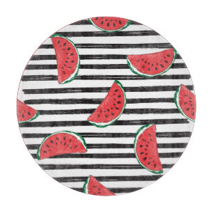 Gestreifte Wassermelone, vintage nahtloses Muster. Schneidebrett