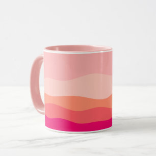 Gestreifte Waves Rosa Korallenrot Tasse