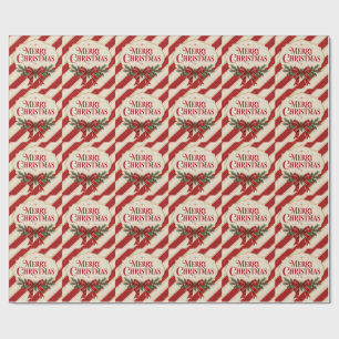 Gestreifte Weihnachten, Frohe Weihnachtsgrüße Stil Geschenkpapier