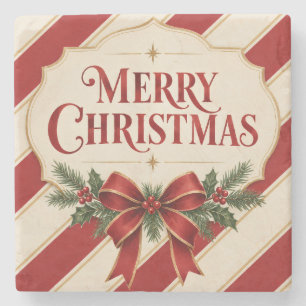Gestreifte Weihnachten, Frohe Weihnachtsgrüße Stil Steinuntersetzer