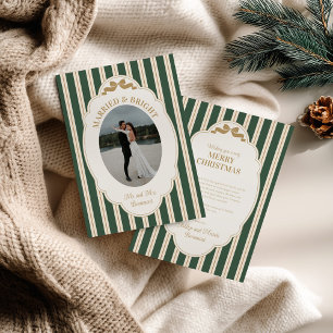 Gestreifte Weihnachtskarte mit Foto Feiertagskarte