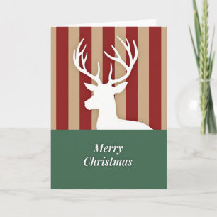 Gestreifte Weihnachtskarte mit Hirschmotiv Karte