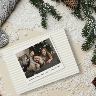 Gestreifte Weihnachtskarte mit individuellem Polar Feiertagskarte