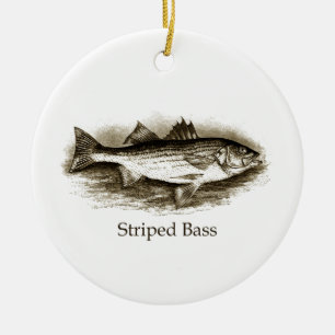 Gestreifter Bass-Logo (Vintag) Keramikornament