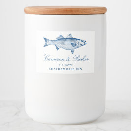 Gestreifter Bass Navy Blau Fisch Hochzeitsgunst Es Lebensmitteletikett