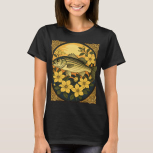 Gestreifter Bass Rockfish und gelbe Jasminblüten T-Shirt