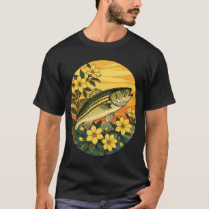 Gestreifter Bass Rockfish und gelbe Jasminblüten T-Shirt