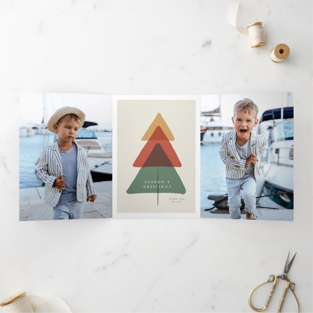 Gestreifter Baum - Grüße der Jahreszeit Dreifach Gefaltete Urlaubskarte (Innenseite)