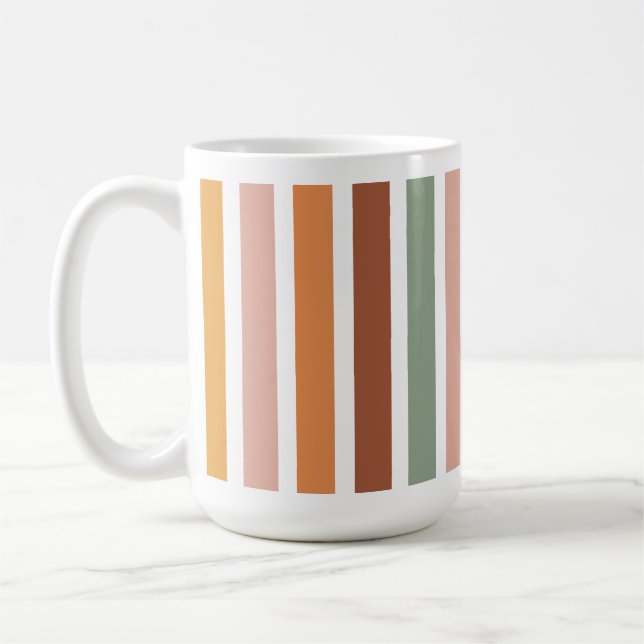 Gestreifter Becher – Retro-Farbenblock-Kaffeetasse Kaffeetasse (Links)