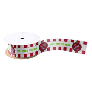 Gestreifter bester Lehrer-personalisiertes Band Satinband