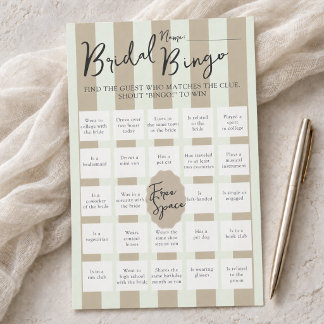 Gestreifter Bingo-Spiel zur Brautparty 'Finde den