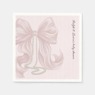 Gestreifter Bogen Elfenbein Rosa Babyparty Serviette