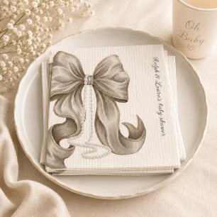 Gestreifter Bogen Elfenbeinperle Baby Shower Serviette