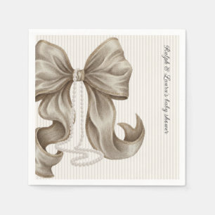 Gestreifter Bogen Elfenbeinperle Baby Shower Serviette