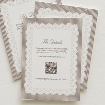 Gestreifter Brauner Spitzen-Hochzeitsdetails RSVP