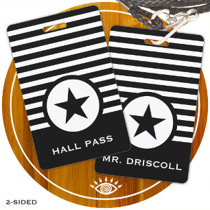 Gestreifter Chic-Stern-Hall-Pass für Lehrer Ausweis
