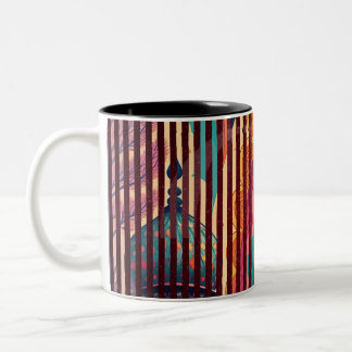 Gestreifter Fantasy-Becher mit Dom-Design – Anpass Zweifarbige Tasse