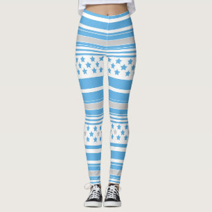Gestreifter himmelblauer Sternenhimmel Leggings