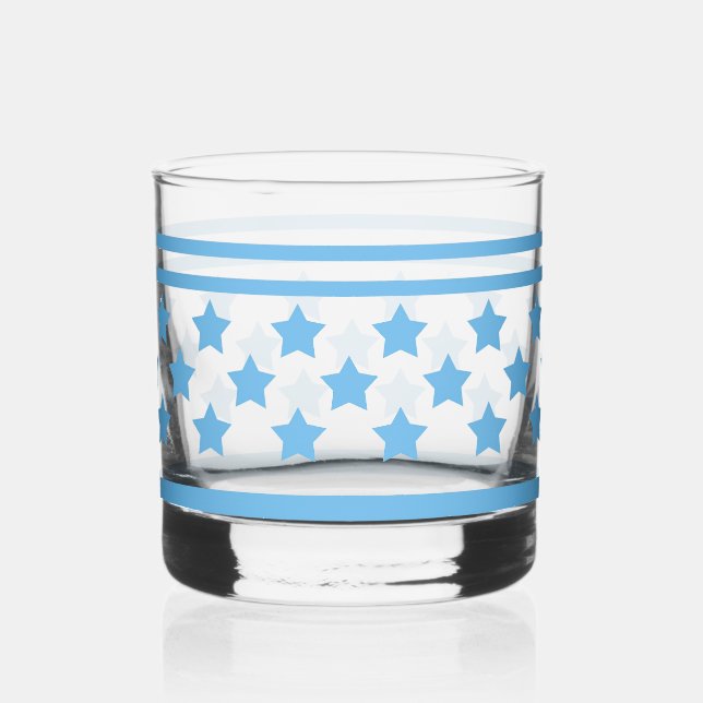 Gestreifter himmelblauer Sternenhimmel Whiskyglas (Rückseite)