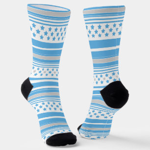 Gestreifter himmelblauer Sternenverlauf Socken