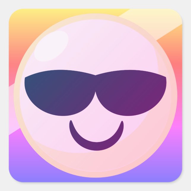 Gestreifter Hintergrund coole Emoji Quadratischer Aufkleber (Vorderseite)