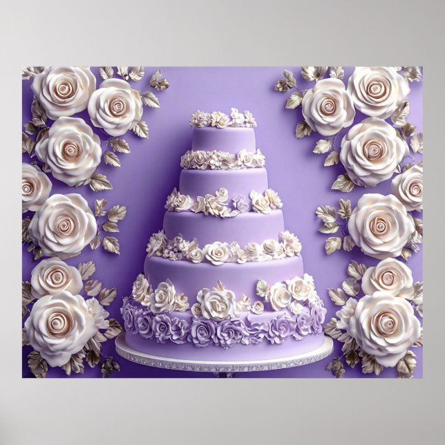 Gestreifter Hochzeitstorte Poster (Vorne)