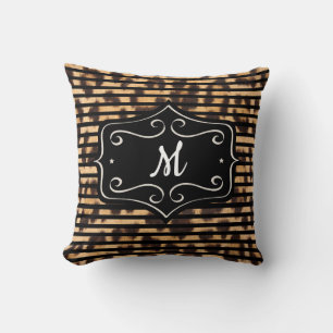 Gestreifter Leoparden-Druck Monogramm Kissen