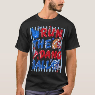 Gestreifter Lustiger Fußball-Saison-Spieltag Lauf T-Shirt