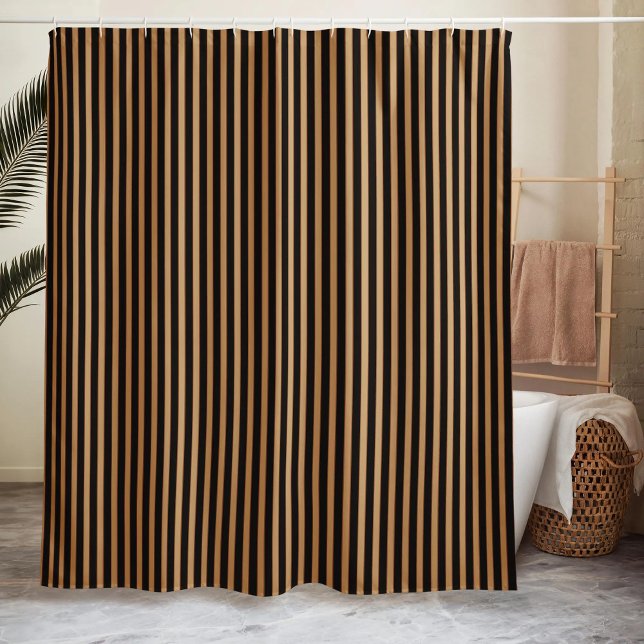 Gestreifter Minimalist Schwarz Duschvorhang (Von Creator hochgeladen)
