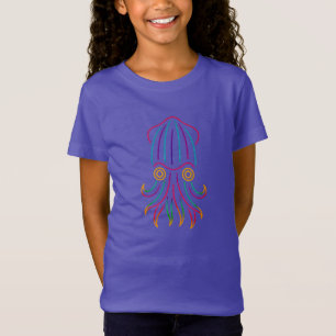 Gestreifter Pyjama-Tintenfisch – Neon-Kopffüßer-Ku T-Shirt