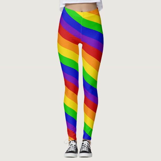 Gestreifter Regenbogen färbt Leggings STOLZ bunten (Vorderseite)