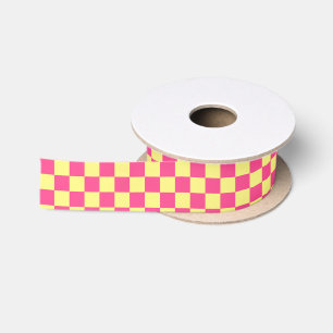 Gestreifter rosa und gelber Druck Satinband