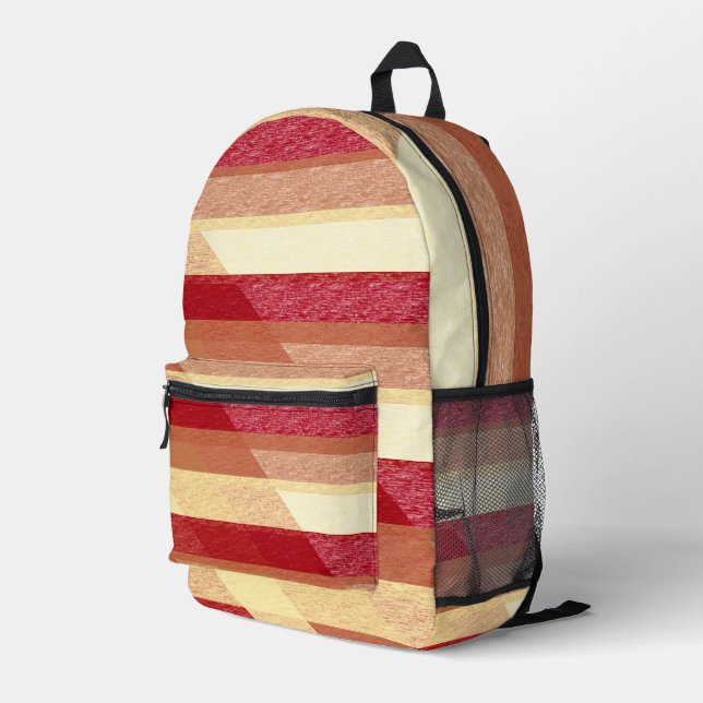 Gestreifter Rucksack mit Herbstfarben Erdtönen (Rückseitige Ecke Rechts)