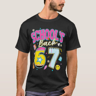 Gestreifter Schulbeginn 67 sechs sieben zurück zur T-Shirt