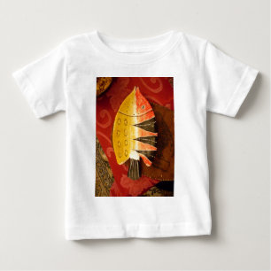 Gestreifter Sensations-Tigerbarben-Fisch-Kunstpost Baby T-shirt