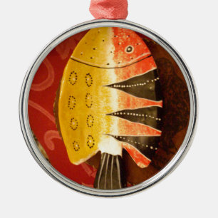 Gestreifter Sensations-Tigerbarben-Fisch-Kunstpost Ornament Aus Metall