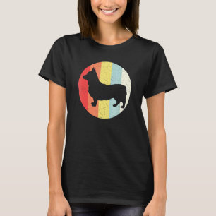 Gestreifter Sonnenuntergang Vintage Corgi T-Shirt