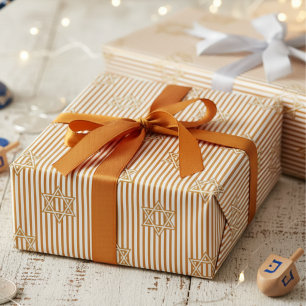 Gestreifter warmer Bernstein-Jüdischer Goldener Da Geschenkpapier