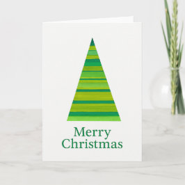 Gestreifter Wasserfarben-Weihnachtsbaum Karte