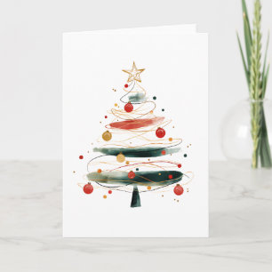 Gestreifter Weihnachtsbaum Abstrakter Urlaub Karte