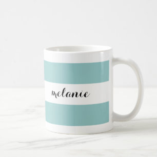 Gestreiftes Aqua-personalisierte Tasse
