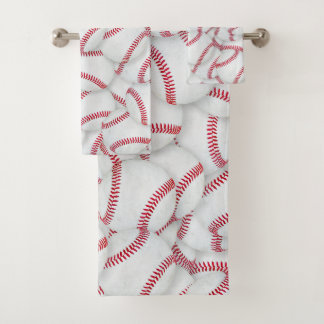 Gestreiftes Baseballs-Muster Badhandtuch Set