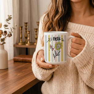 Gestreiftes Boho-Blumenmuster Es ist okay, schlech Kaffeetasse