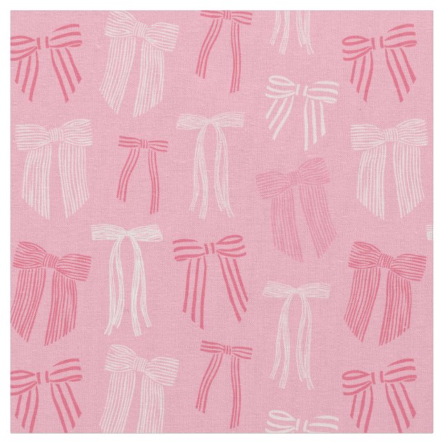 Gestreiftes Coquette-Bogen auf rosa Stoff (Nahaufnahme)