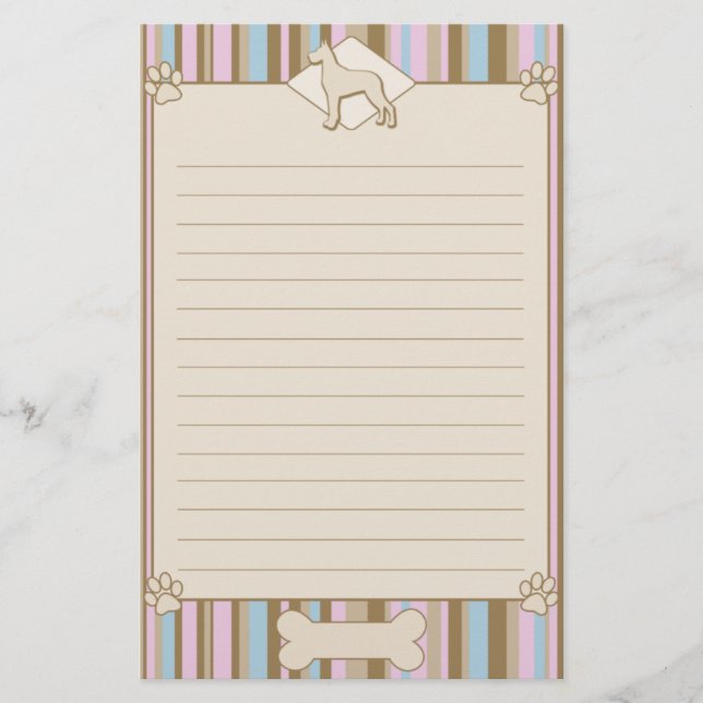 Gestreiftes Dogge-Briefpapier Briefpapier (Vorderseite)