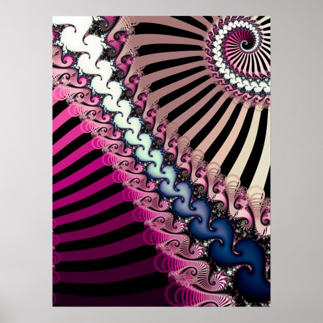Gestreiftes Fraktalmuster Poster (Vorne)