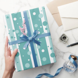 Gestreiftes grünes Punkte-Geschenkpapier Geschenkpapier