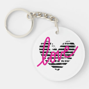 Gestreiftes Herz Liebe Design Schlüsselanhänger